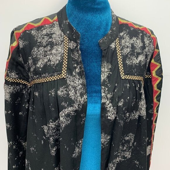 Ecote Medium Kimono Open Blazer Waist Length Black Lightweight - Picture 3 of 8